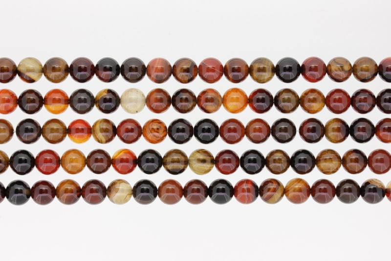 NATURAL STONE BEADS - CARNEOL - 8mm - PACKAGE (5x48pcs.) Hole-1.6mm