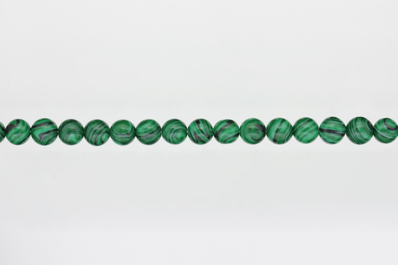 NATURAL STONE BEADS - MALACHITE - 8mm - STRING (48pcs.) Hole-1.6mm