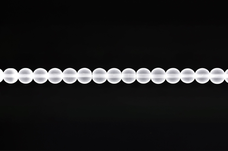 NATURAL STONE BEADS - QUARTZ SYNTHETIC TRANSPARENT MATTE - 8mm - STRING (48pcs.) Hole-1.6mm