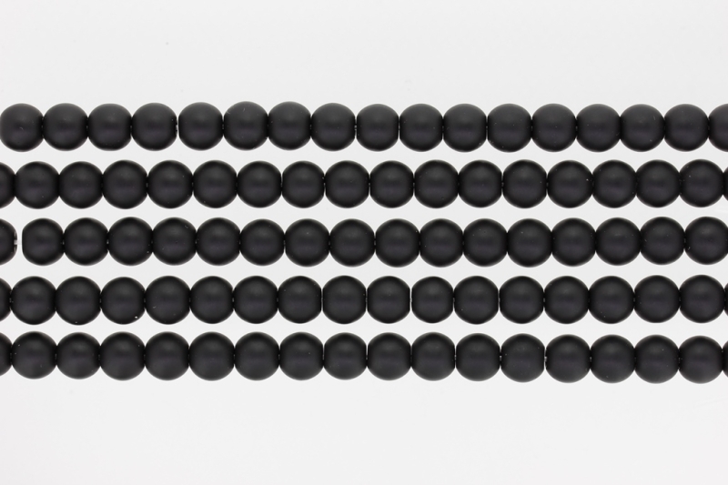 NATURAL STONE BEADS - ONYX BLACK MATTE - 8mm - PACKAGE (5x48pcs.) Hole-1.6mm