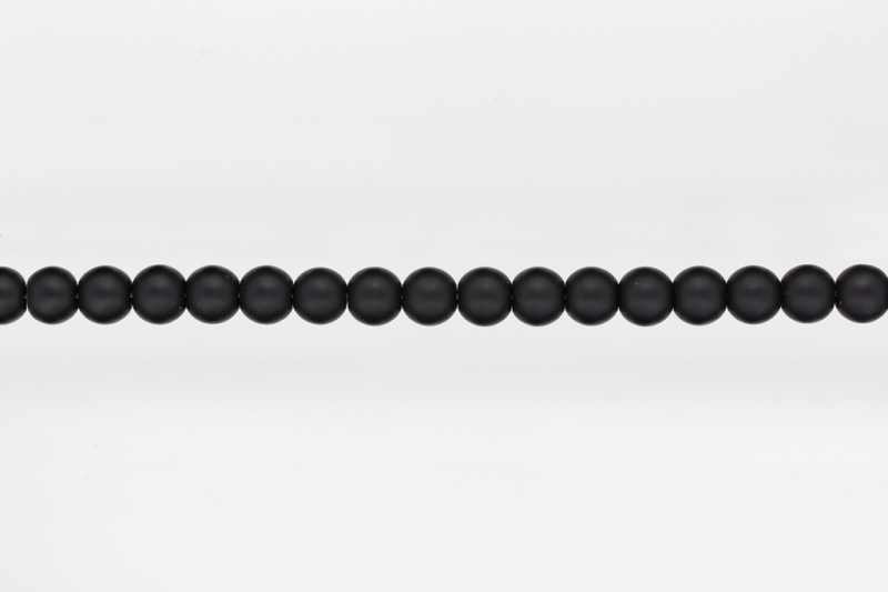 NATURAL STONE BEADS - ONYX BLACK MATTE - 8mm - STRING (48pcs.) Hole-1.6mm