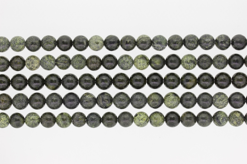 NATURAL STONE BEADS - RUSSIAN SERPENTINE - 8mm - PACKAGE (5x48pcs.) Hole-1.6mm