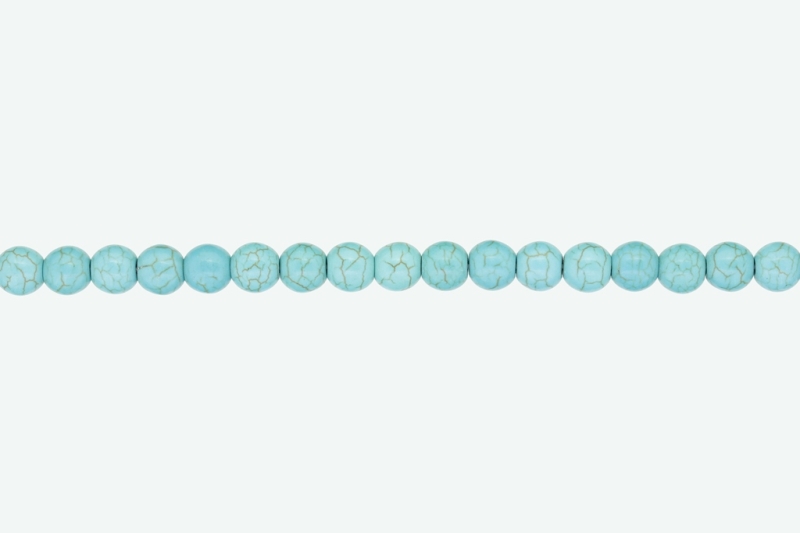 NATURAL STONE BEADS - TURQUOISE - 8mm - STRING (48pcs.) Hole-1.6mm