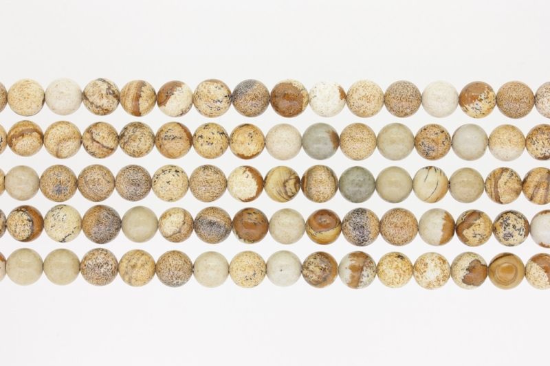 NATURAL STONE BEADS - JASPER - 8mm - PACKAGE (5x48pcs.) Hole-1.6mm