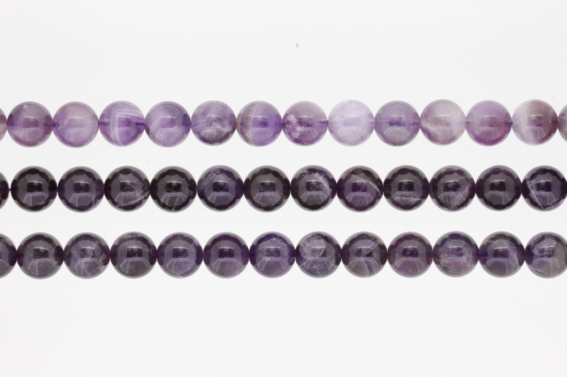 NATURAL STONE BEADS - AMETHYST - 10mm - PACKAGE (3x38pcs.) Hole-1.8mm