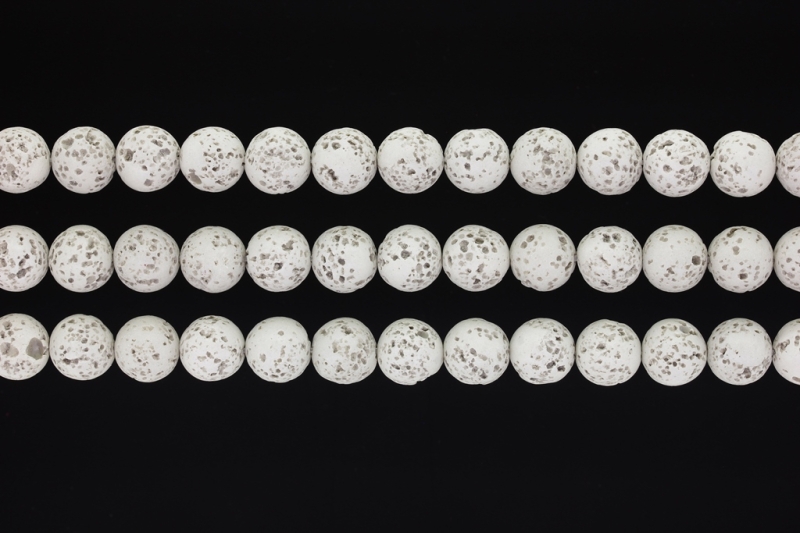 NATURAL STONE BEADS - LAVA STONE WHITE - 10mm - PACKAGE (3x38pcs.) Hole-1.8mm