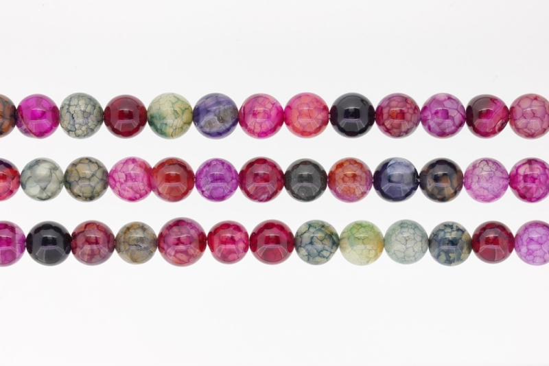 NATURAL STONE BEADS - DRAGON VEINS MIX - 10mm - PACKAGE (3x38pcs.) Hole-1.8mm