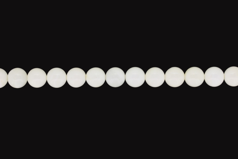 NATURAL STONE BEADS - MOTHER OF PEARL WHITE - 10mm - STRING (38pcs.) Hole-1.8mm