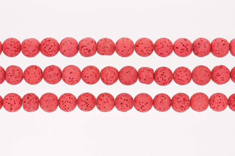 NATURAL STONE BEADS - LAVA STONE RED - 10mm - PACKAGE (3x38pcs.) Hole-1.8mm