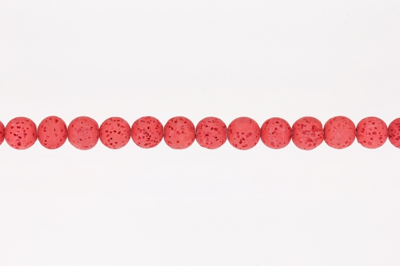 NATURAL STONE BEADS - LAVA STONE RED - 10mm - STRING (38pcs.) Hole-1.8mm