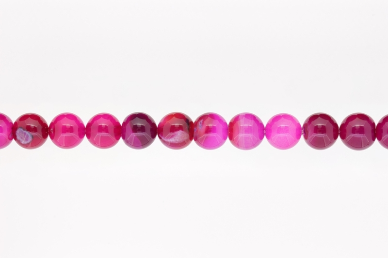 NATURAL STONE BEADS - AGATE PINK - 12mm - STRING (32pcs.) Hole-2.0mm