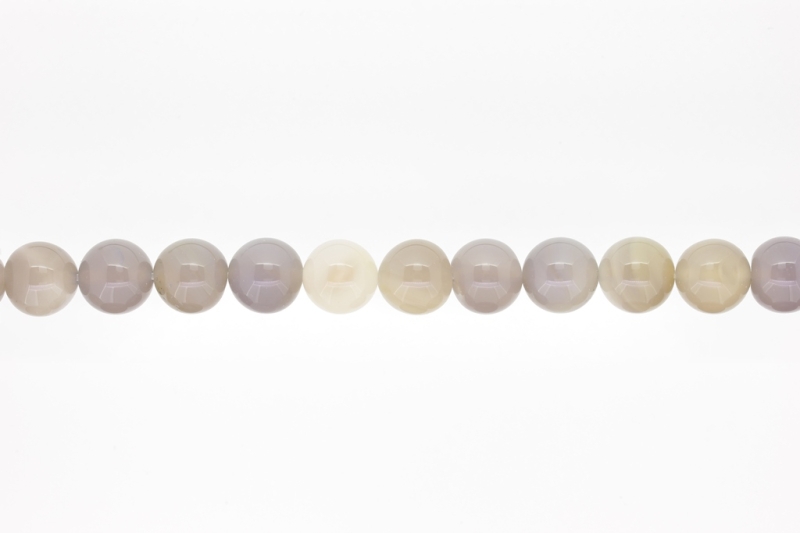 NATURAL STONE BEADS - AGATE GRAY - 12mm - STRING (32pcs.) Hole-2.0mm