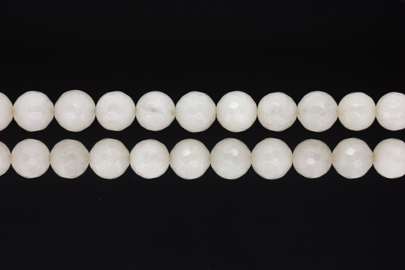 NATURAL STONE BEADS - QUARTZ WHITE FACETED - 12mm - PACKAGE (2x32pcs.) Hole-2.0mm