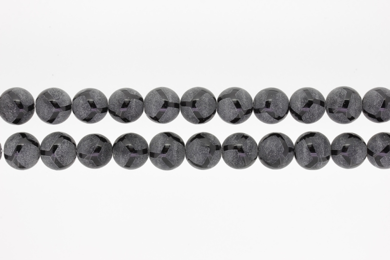 NATURAL STONE BEADS - ONYX BLACK MATTE PAINTED М1 - 12mm - PACKAGE (2x32pcs.) Hole-2.0mm