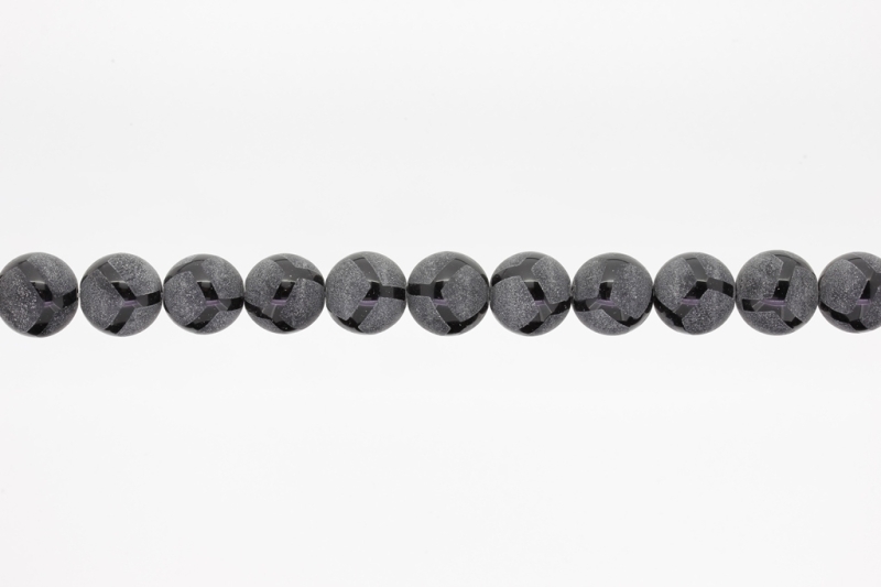 NATURAL STONE BEADS - ONYX BLACK MATTE PAINTED М1 - 12mm - STRING (32pcs.) Hole-2.0mm