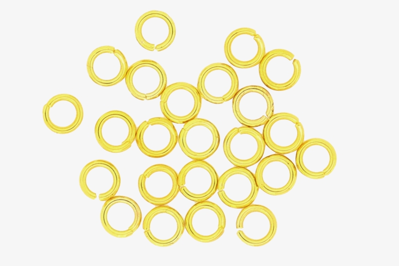 METAL ELEMENTS - JUMP RINGS - BRASS - 0.9x5mm GOLD COLOR - NICKEL FREE - PACKAGE 100g (1400pcs.)