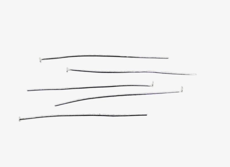 METAL ELEMENTS - T HEAD PINS - 50x0.8mm SILVER COLOR - NICKEL FREE - 50g (245pcs.)