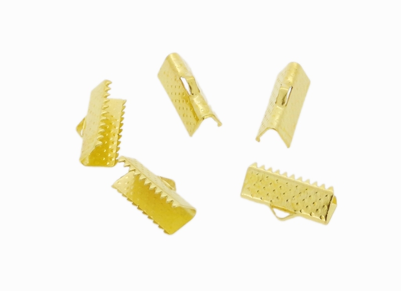 METAL ELEMENTS - RIBBON CLIP CLAMP CORD CRIMP END - 16х8mm GOLD COLOR -  25g. Hole:1.0mm (40pcs.)