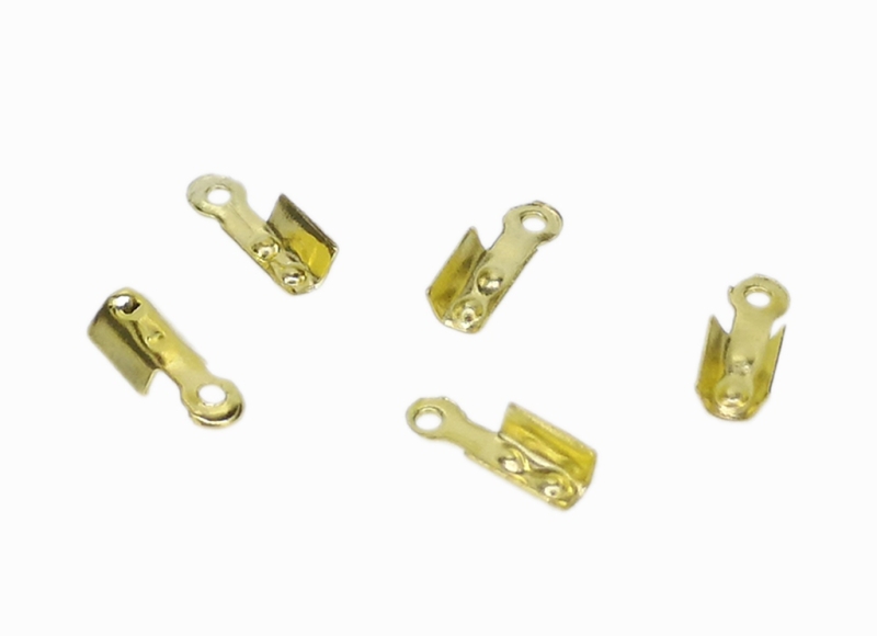 METAL ELEMENTS - FOLD OVER CRIMP CORD ENDS TUBE - 3x8mm GOLD COLOR - PACKAGE 5000pcs. Hole-0.8mm