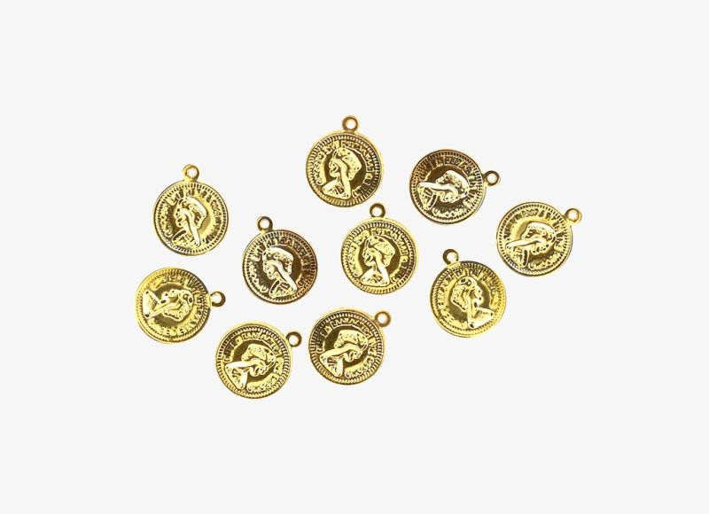 МЕТАЛНИ ЕЛЕМЕНТИ - ПАРИЧКА С ХАЛКА - 15мм - МОДЕЛ 03 - ЗЛАТИСТО - NICKEL FREE - 100 бр. Отвор-1.5мм