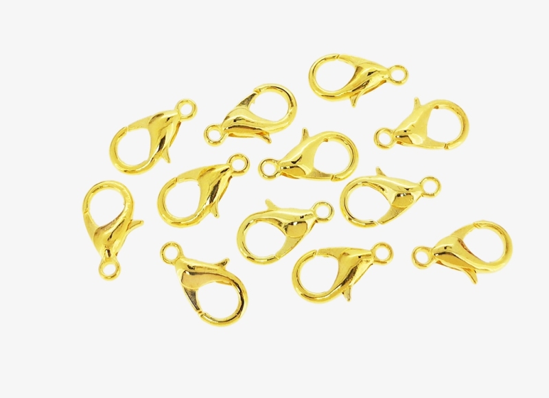 METAL ELEMENTS - LOBSTER CLAW CLASP PARROT CLOSURE - 7x12x3mm GOLD COLOR - NICKEL FREE - PACKAGE 500pcs. Hole-1.5mm