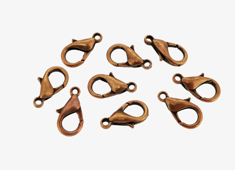 METAL ELEMENTS - LOBSTER CLAW CLASP PARROT CLOSURE - 8x14x4mm ANTIQUE BRASS - PACKAGE 500pcs. Hole-1.6mm