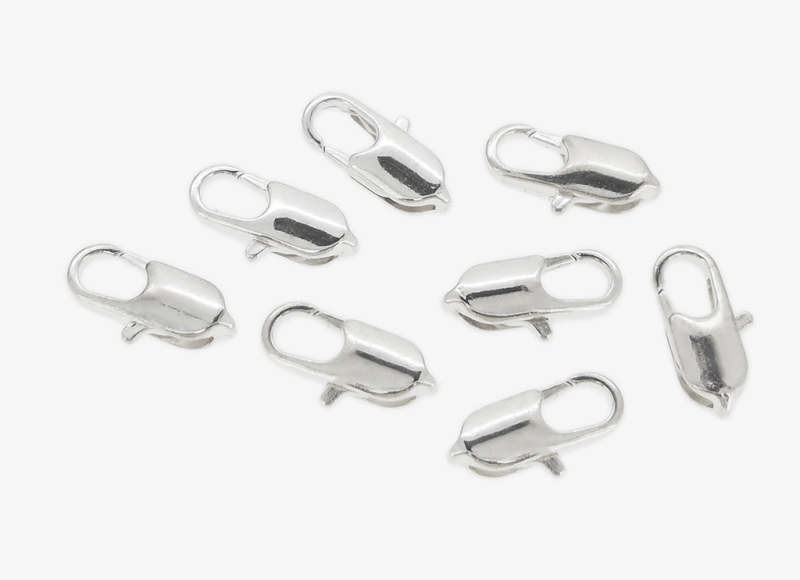 METAL ELEMENTS - FLAT OVAL LOBSTER CLAW CLASP - 7x14x3.5mm SILVER COLOR - 20pcs. Hole-1.3mm