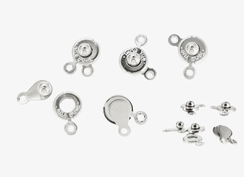 METAL ELEMENTS - BALL AND SOCKET SNAP CLASP - 7.5x15x4mm NICKEL COLOR - PACKAGE 200pcs. Hole-1.5mm