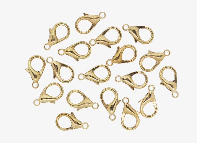 METAL ELEMENTS - LOBSTER CLAW CLASP PARROT CLOSURE - 8x14x4mm GOLDEN 03 - 20pcs. Hole-1.6mm