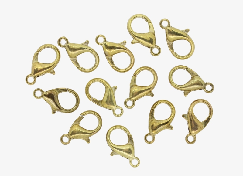 METAL ELEMENTS - LOBSTER CLAW CLASP PARROT CLOSURE - 8x14x4mm ANTIQUE BRONZE (LIGHT) - 20pcs. Hole-1.6mm