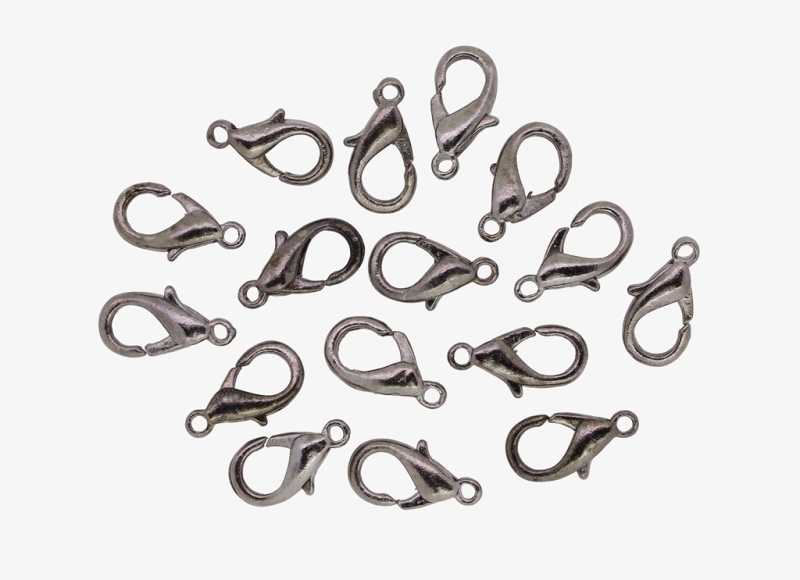 METAL ELEMENTS - LOBSTER CLAW CLASP PARROT CLOSURE - 8x14x4mm OXIDIZED - 20pcs. Hole-1.6mm