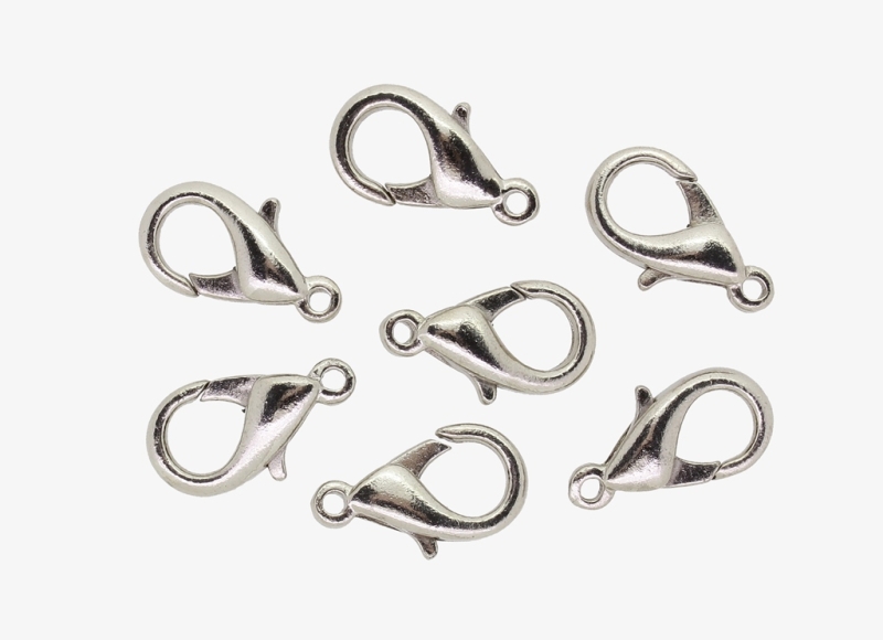 METAL ELEMENTS - LOBSTER CLAW CLASP PARROT CLOSURE - 9x16x4mm NICKEL COLOR - 10pcs. Hole-1.8mm