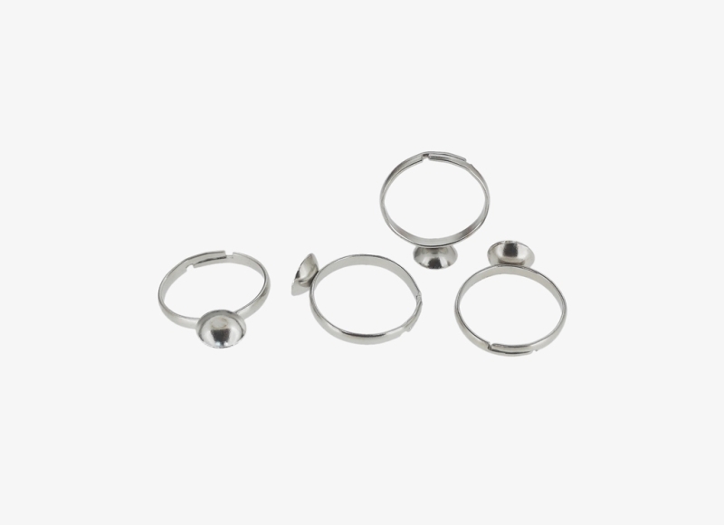 METAL ELEMENTS - ADJUSTABLE RING BASE FOR GLUING RIVOLI STONE 03 - 16mm NICKEL COLOR - 10pcs.