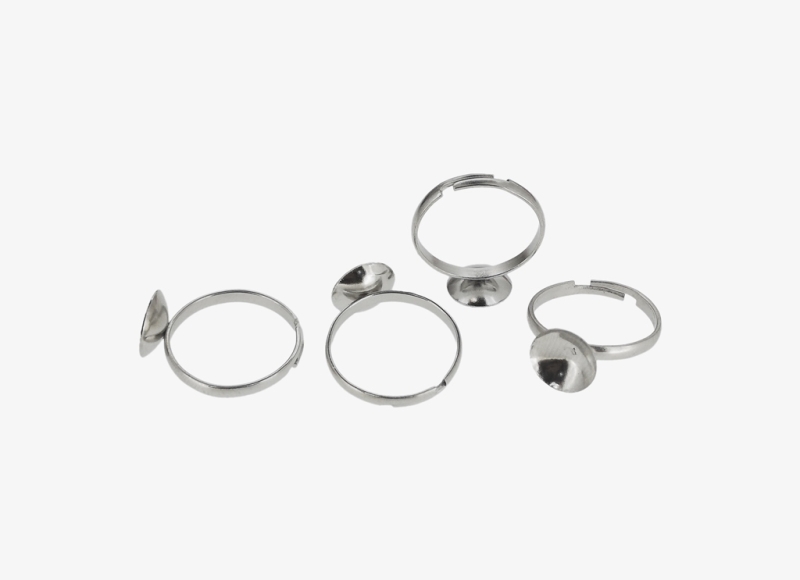 METAL ELEMENTS - ADJUSTABLE RING BASE FOR GLUING RIVOLI STONE 03 - 17mm NICKEL COLOR - 10pcs.