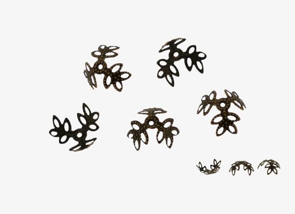 METAL ELEMENTS - CAP - 3 LEAF BEAD CAPS - 12х6mm ANTIQUE BRONZE - 1000pcs. Hole:1.3mm