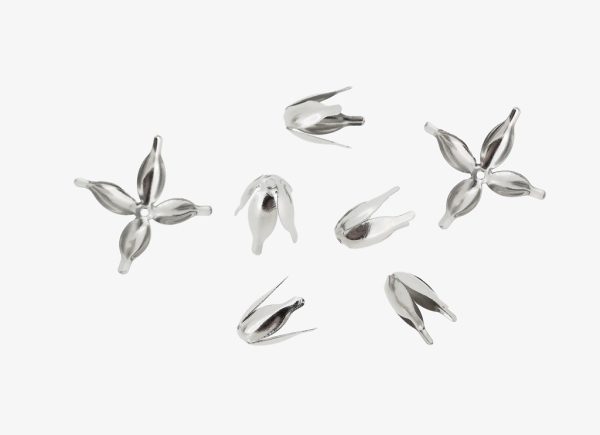 METAL ELEMENTS - CAP - TULIP BEAD CAPS - 13х5mm NICKEL COLOR - 500pcs. Hole:1.0mm