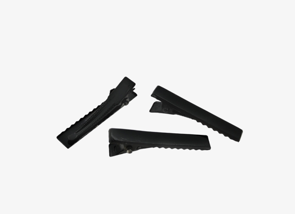 METAL ELEMENTS - CROCODILE DUCKBILL HAIR CLIP WITH TEETH 01 - 41x7.5x10mm BLACK - 20pcs.