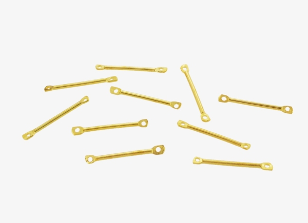 METAL ELEMENTS - BAR LINK CONNECTORS DOUBLE HOLE CONNECTING ROD - 20x1.2mm GOLD COLOR - 100pcs. Hole:1.2mm