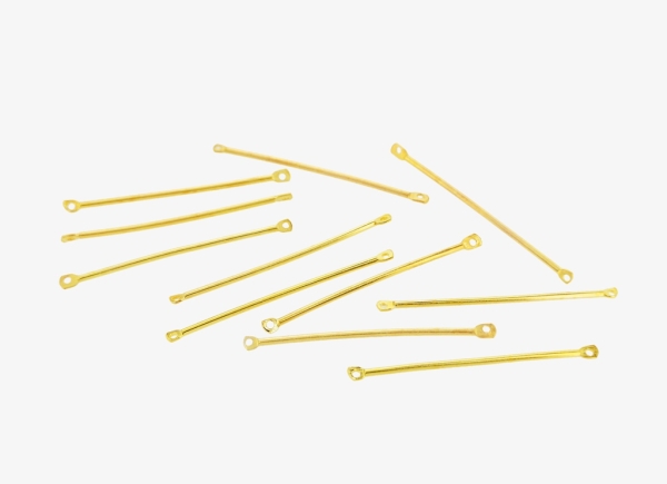 METAL ELEMENTS - BAR LINK CONNECTORS DOUBLE HOLE CONNECTING ROD - 40x1.2mm GOLD COLOR - 1000pcs. Hole:1.2mm