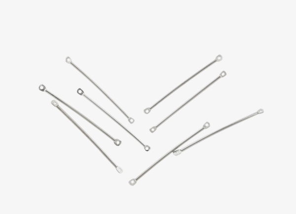 METAL ELEMENTS - BAR LINK CONNECTORS DOUBLE HOLE CONNECTING ROD - 40x1.2mm NICKEL COLOR - 1000pcs. Hole:1.2mm