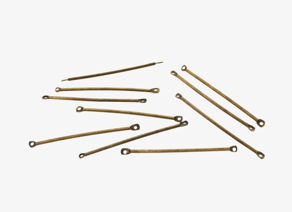 METAL ELEMENTS - BAR LINK CONNECTORS DOUBLE HOLE CONNECTING ROD - 40x1.2mm ANTIQUE BRONZE - 1000pcs. Hole:1.2mm