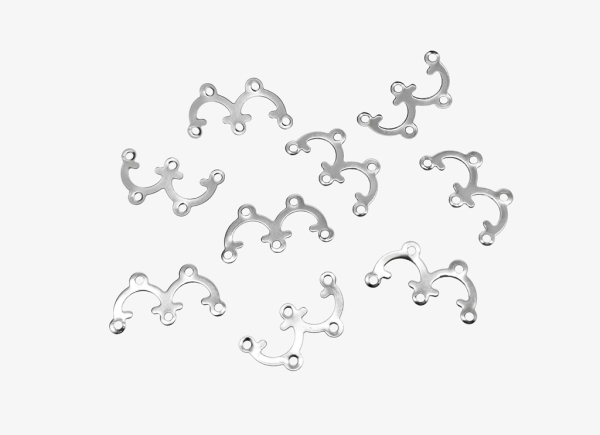 METAL ELEMENTS - Z. ARCH SHAPED CHANDELIER LINKS CONNECTOR 02 DOUBLE - 17x8.5x0.5mm NICKEL COLOR - 1000pcs. Hole:1.2mm