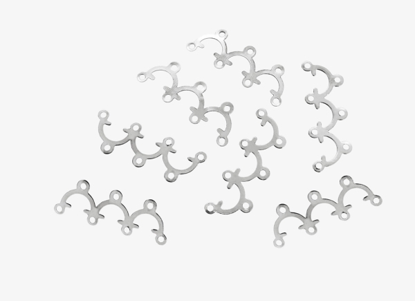 METAL ELEMENTS - Z. ARCH SHAPED CHANDELIER LINKS CONNECTOR 02 TRIPLE - 24x8.5x0.5mm NICKEL COLOR - 1000pcs. Hole:1.2mm