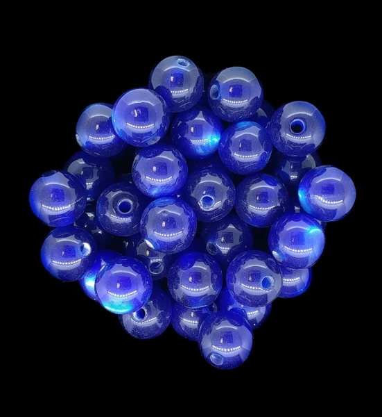 RESIN PLASTIC BEADS - CAT'S EYE - BALL - 10mm BLUE - PACKAGE 1000pcs. Hole-2.0mm