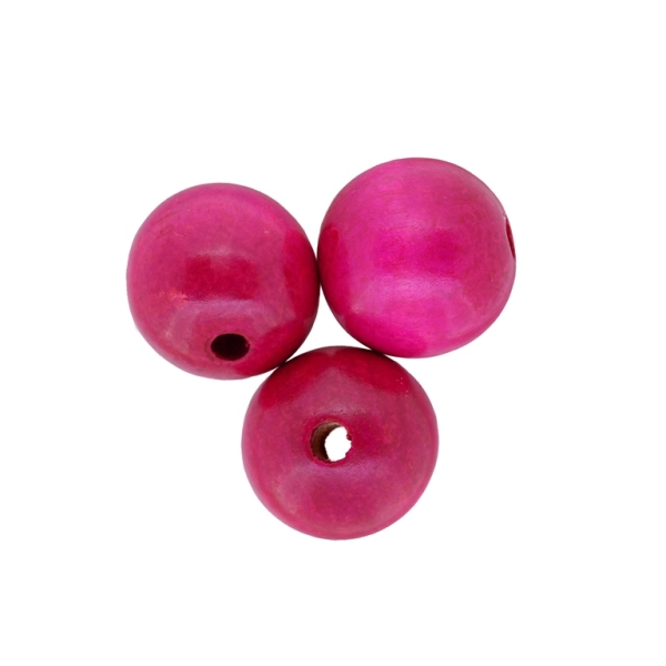 WOODEN BEADS - BALL SHAPED - 20x22mm CYCLAMEN - 20pcs. Hole-5.0mm