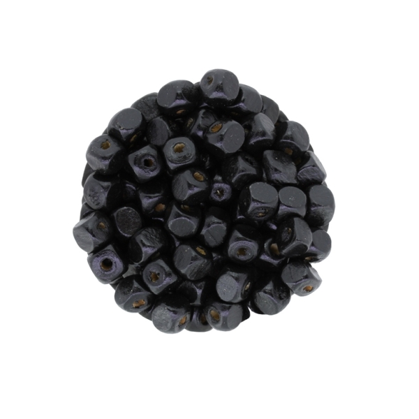 WOODEN BEADS - CUBE SHAPED - 6x6mm BLACK - 500g (4300pcs.) Hole-2.0mm