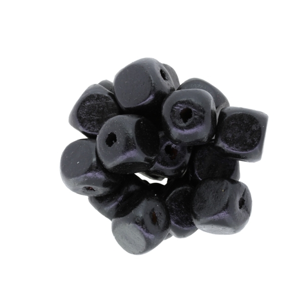 WOODEN BEADS - CUBE SHAPED - 14x14mm BLACK - 500g (410pcs.) Hole-5.0mm