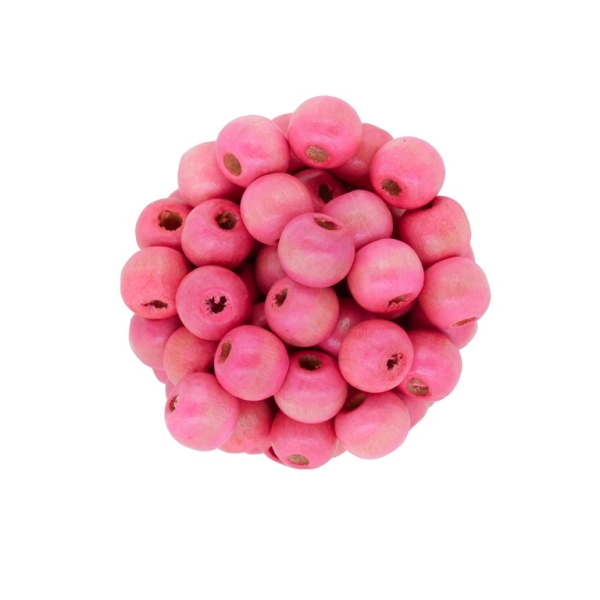 WOODEN BEADS - BALL SHAPED - 9x10mm PINK - PACKAGE 500g Hole-4.0mm (1600pcs.)