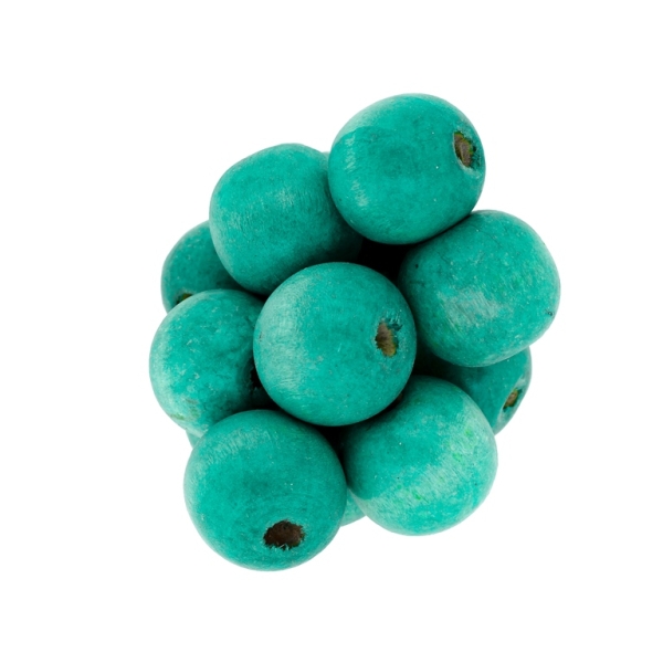 WOODEN BEADS - BALL SHAPED - 18x20mm TURQUOISE 11 - 50g Hole-5.0mm (23pcs.)