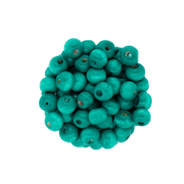 WOODEN BEADS - BALL SHAPED - 7x8mm TURQUOISE 11 - PACKAGE 500g Hole-3.0mm (2900pcs.)